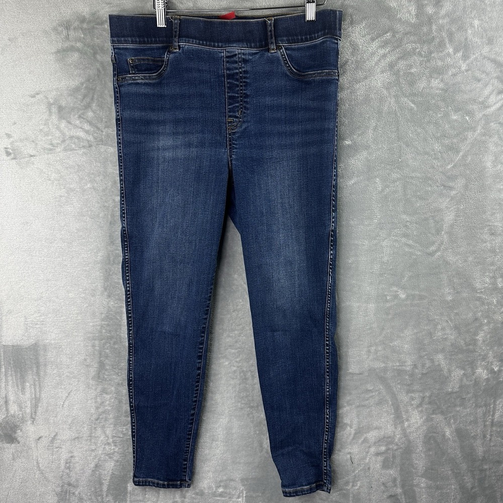 Spanx Jeans Womens XL Pull on Tapered Leg Dark Wash‎ Stretch Denim Blue (32x26)